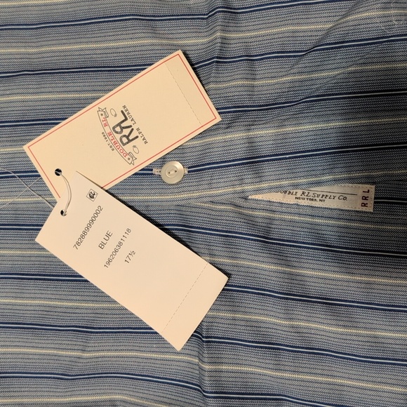 Ralph Lauren Double RL Blue and White Striped Shirt - Picture 2 of 14